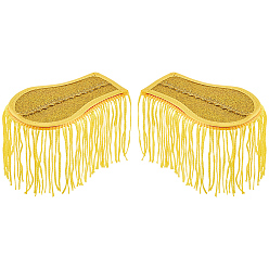 Gold 1 Pair Non-woven Fabrics & Polyester Tassel Epaulettes, Shoulder Badges, with Brooch, Gold, 200~210x78x9.5mm