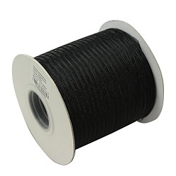 Black Polyester Organza Ribbon, Black, 1/4 inch(6mm), 400yards/roll(365.76m/group)