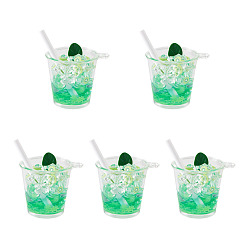 Зелено-Желтый Большие подвески из прозрачной смолы, имитация напитка, ледяной напиток с фруктами киви, зеленый желтый, 46x35x51 мм, отверстие : 2 мм