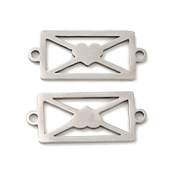 Нержавеющая Сталь Цвет Устойчивые к потускнению 201 подвески-соединители из нержавеющей стали, конверты с сердцем, цвет нержавеющей стали, 9x21x0.8 мм, отверстие : 1.5 мм