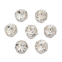 Нержавеющая Сталь Цвет Плоские круглые пришивные бусины-монти со стразами, с 201 зубцами из нержавеющей стали, аксессуары для одежды, цвет нержавеющей стали, 8x6.5 мм, отверстия : 1.5 mm и 1.6 мм, 288 шт / пакет
