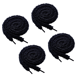 Черный 4 пары плюшевых тканевых шнурков для обуви, чёрные, 1200x15x1.5 мм