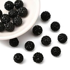 Черный Бусины с класс А стразами, pave disco бусины, cmолы и каолина, круглые, чёрные, С. 11 (1.7~1.8 мм), 10 мм, отверстие : 1.5 мм