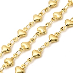 Золотой 304 ссылка цепи из нержавеющей стали сердце, пайки, с катушкой, долговечный, золотые, 12.5x7x4 мм