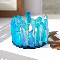 Темно-Голубой Гальванизированный подсвечник из натурального кварцевого кристалла, глубокое синее небо, 60~70x40~50 мм