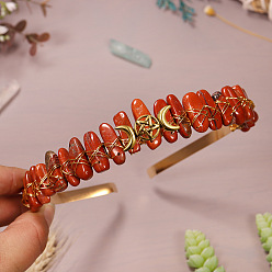 Красный Камень Ободки для волос из натуральной красной яшмы, корона для волос, для женщин девушек, 250x170x50 мм