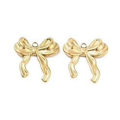 Настоящее золото 18K Ионное покрытие (ip) 316 хирургические подвески из нержавеющей стали, без никеля , бантом прелести, реальный 18 k позолоченный, 24x22x4 мм, отверстие : 1.8 мм