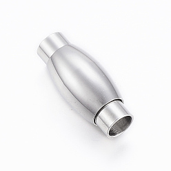 Нержавеющая Сталь Цвет Устойчивые к потускнению гладкие 304 магнитные застежки из нержавеющей стали с вклеиваемыми концами, овальные, цвет нержавеющей стали, 18x7.5 мм, отверстие : 4 мм