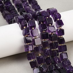 Аметист Природный аметист нитей бисера, кубические, с бисером, 7~9.5x7~9x7.5~9 мм, отверстие : 1~1.2 мм, около 37~42 шт / нитка, 15.20~15.59'' (38.6~39.6 см)
