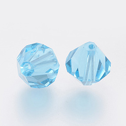 Deep Sky Blue Imitation Austrian Crystal Beads, Grade AAA, Faceted, Bicone, Deep Sky Blue, 8x8mm, Hole: 0.9~1mm