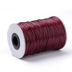 Dark Red Braided Korean Waxed Polyester Cords, Dark Red, 1mm, about 174.97 yards(160m)/roll