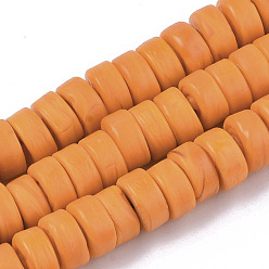 Оранжевый Ручной работы бусины матовое бисер нитей, Heishi бусы, Диск / плоские круглые, оранжевые, 9x4.5 мм, отверстие : 1.6 мм, около 108 шт / нитка, 19.29 дюйм