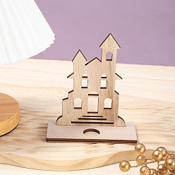 Фора Украшения для Хэллоуина, деревянные полые подсвечники для дома с привидениями, для домашнего украшения рабочего стола, оранжевые, 125x55x150 мм