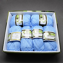 Небесно-голубой Мягкие детские нити, с бамбукового волокна и шелка, голубой, 1 мм, о 50 г / рулон, 6 рулонов / коробке