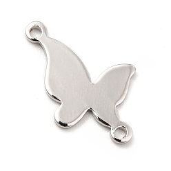Platinum Rack Plating Brass Connector Charms, Long-Lasting Plated, Butterfly Links, Platinum, 11x18x1mm, Hole: 1.2mm