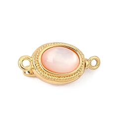 Shell Dyed Natural Shell Box Clasps, Oval, with Brass Findings, Real 18K Gold Plated, 16x8x7mm, Hole: 1.1mm