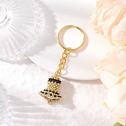 Золотой Стеклянный жемчужный круглый шарик с рыболовной нитью нейлоновая проволока и 304 штифты из нержавеющей стали и 304 бусины из нержавеющей стали и круглый стеклянный бисер класса А и железные разъемные кольца для ключей брелки, золотые, 80 мм