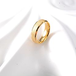Золотой 304 палец кольца из нержавеющей стали, матовые, золотые, 6 мм, размер США 7 (17.3 мм)