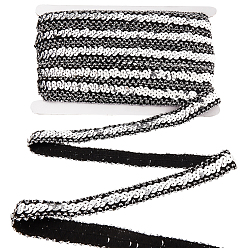 Серебро 20ярды блестящих полиэстеровых пайеток, эластичные бусины, блестки бисер, Аксессуары для орнаментов, с картой дисплея 1pc картона, серебряные, 20x2 мм