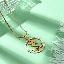 Настоящее золото 18K 201 Кольцо из нержавеющей стали с кристаллами и стразами, ожерелье с подвеской в виде русалки для женщин, реальный 18 k позолоченный, 19.53 дюйм (49.6 см)