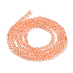 Light Salmon Transparent Glass Beads Strands, Faceted Round, Light Salmon, 2x2mm, Hole: 0.6mm, about 184pcs/strand, 14.49''(36.8cm)