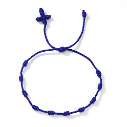 Темно-Синий Богемные плетеные нейлоновые браслеты с узлами, регулируемые браслеты для женщин мужчин, темно-синий, регулируемый