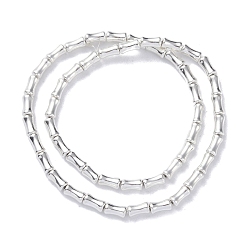 Silver Electroplate Glass Beads Strands, Bamboo, Silver, 8x4.5mm, Hole: 0.8mm, about 50pcs/strand, 15.75''(40cm)