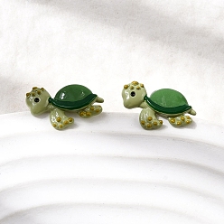 Tortoise Серьги-гвоздики из латуни, платина, черепаха, 10.5x15 мм