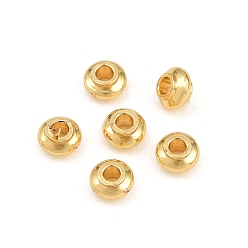 Real 18K Gold Plated Brass Beads, Rondelle, Rack Plating, Long-Lasting Plated, Lead Free & Cadmium Free, Real 18K Gold Plated, 3x2mm, Hole: 1.2mm