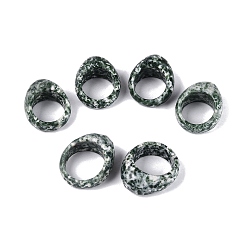 Камень с Зелеными Точками Кольца из натурального зеленого пятнистого яшмы для унисекс., 23~33x20~26.5x12~14.5 мм, внутренний диаметр: 13.5~19 мм