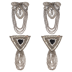 Черный Цвет Металла 4шт 2 стили железный модный эполет с кисточками, нагрудный знак в стиле панк, со стеклом и гранатом, сделай сам одежду, багаж, аксессуары для обуви, металлический черный , 145~152x82~90x3.6~4 мм, 2 шт / стиль