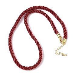 Темно-Красный 5мм нейлоновый витой шнур для изготовления ожерелий, с латунными наконечниками и 304 карабинами из нержавеющей стали, долговечный, стойки покрытие, золотые, темно-красный, 17.72~18.90 дюйм (45~48 см)