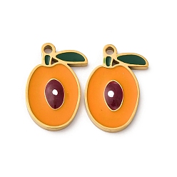 Loquat Фруктовая серия 304 эмалированные подвески из нержавеющей стали, ионное покрытие (ip), золотые, локва, 15x11x1.5 мм, отверстие : 1.2 мм