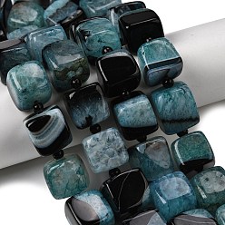 Светло-Голубой Природный агат бисер нитей, окрашенная и подогревом, кубические, с бисером, Небесно-голубой, 14~17x14~17x14~16 мм, отверстие : 1.4~1.6 мм, около 22 шт / нитка, 16.34''~16.73'' (41.5~42.5 см)