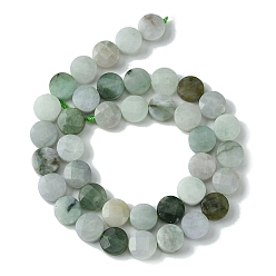Jadeite Natural Myanmar Jadeite Beads Strands, Faceted, Flat Round, 10~10.5x4.5~5mm, Hole: 0.8mm, about 39pcs/strand, 16.14''(41cm)