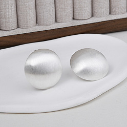 Серебро Полукруглые латунные серьги-гвоздики для женщин, серебряные, 26 мм