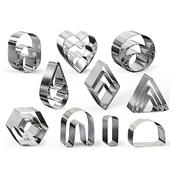 Нержавеющая Сталь Цвет 430 Набор формочек для глиняных серег из нержавеющей стали, инструменты для выпечки, аксессуары из глины своими руками, разнообразные, цвет нержавеющей стали, 15~54x12~38x20 мм, 24 шт / комплект