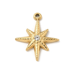 Звезда 304 из нержавеющей стали горный хрусталь подвески, золотые, звезда, 20.5x17.5x3.5 мм, отверстие : 1.2 мм