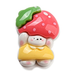 Лосось Непрозрачные кабошоны из смолы, кролик с клубникой, salmon, 18.5x26.5x9 мм