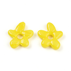 Желтый Бусины лэмпворк , цветок, желтые, 18~18.5x17~17.5x4~5 мм, отверстие : 3~4 мм