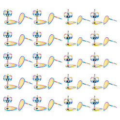 Rainbow Color 40 шт 2 стиль 304 серьги-гвоздики из нержавеющей стали, с отверстием, слеза, Радуга цветов, 8~10x5~6x0.6 мм, отверстие : 1.2 мм, штифты : 0.7 мм, 20 шт / стиль