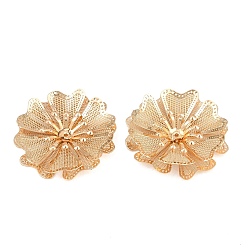 Light Gold Cabochons en filigrane de laiton, fleur, or et de lumière, 28.5x28.5x4.5mm