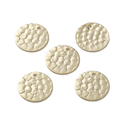 Real 24K Gold Plated Brass Charms, Long-Lasting Plated, Flat Round with Fish Scale Pattern, Real 24K Gold Plated, 12x0.5mm, Hole: 1mm