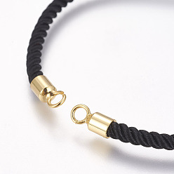 Real 18K Gold Plated Nylon Cord Bracelet Making, with Brass Findings, Long-Lasting Plated, Cadmium Free & Nickel Free & Lead Free, Tree of Life, Black, Real 18K Gold Plated, 8-5/8 inch~9-1/2 inch(220~240mm), 3mm, Hole: 2.5mm