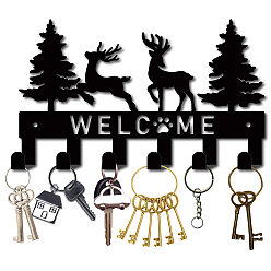 Олень Железные настенные крючки вешалки, 6-крючок декоративная стойка-органайзер, для сумки ключ для одежды шарф подвесной держатель, олень, 160x270 мм, отверстие : 5 мм