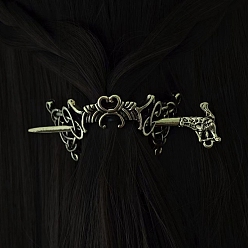 Античная Бронза Вилок волос сплава, аксессуары для волос викингов для женщин, античная бронза, 75 мм