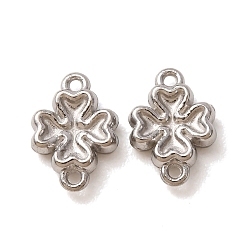 Stainless Steel Color 304 Stainless Steel Connector Charms, Clover Links, Stainless Steel Color, 11.5x8x2.5mm, Hole: 1mm