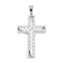 Нержавеющая Сталь Цвет 304 из нержавеющей стали горный хрусталь подвески, крест прелести, долговечный, цвет нержавеющей стали, 47x30x3 мм, отверстие : 8x5 мм