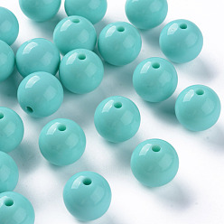 Бледно-бирюзовый Непрозрачные акриловые бусины, круглые, бледные бирюзовая, 16x15 мм, отверстие : 2.8 мм, Около 220 шт / 500 г