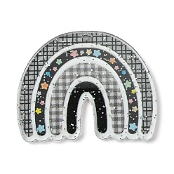 Черный Непрозрачные акриловые подвески, 3d печать, с силой блеска, радуга, чёрные, 31.5x39.5x2 мм, отверстие : 1.6 мм